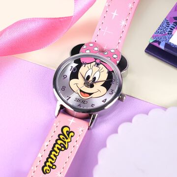 Zoop Disney Minnie Mouse Analog Watch with Silver Dial & Pink Strap for Girls Kids, from House of Titan