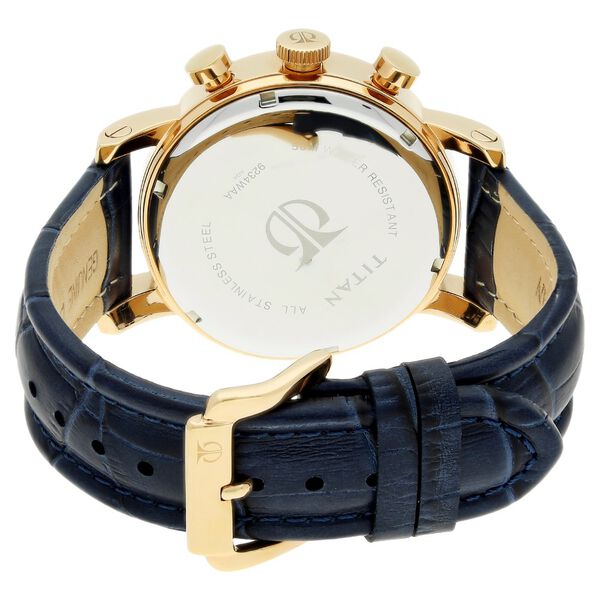 Titan Classic Blue Dial Chronograph Leather Strap watch for Men - image number 3
