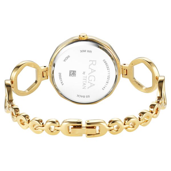 Titan Raga Viva Golden Dial Quartz Analog with Date Metal Strap Watch for Women - image number 4