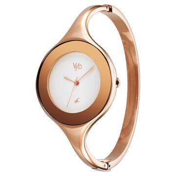 Vyb Slayer By Fastrack Quartz Analog White Dial Metal Strap Watch For Girls