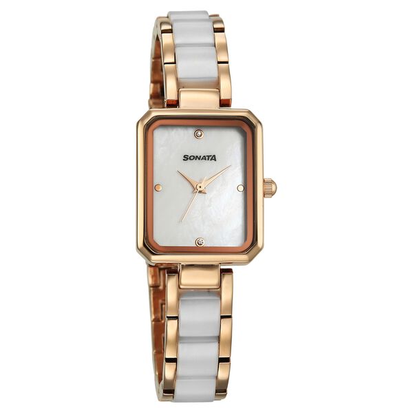 Sonata Festive Quartz Analog White Dial Metal & Plastic Strap Watch For Women - image number 0