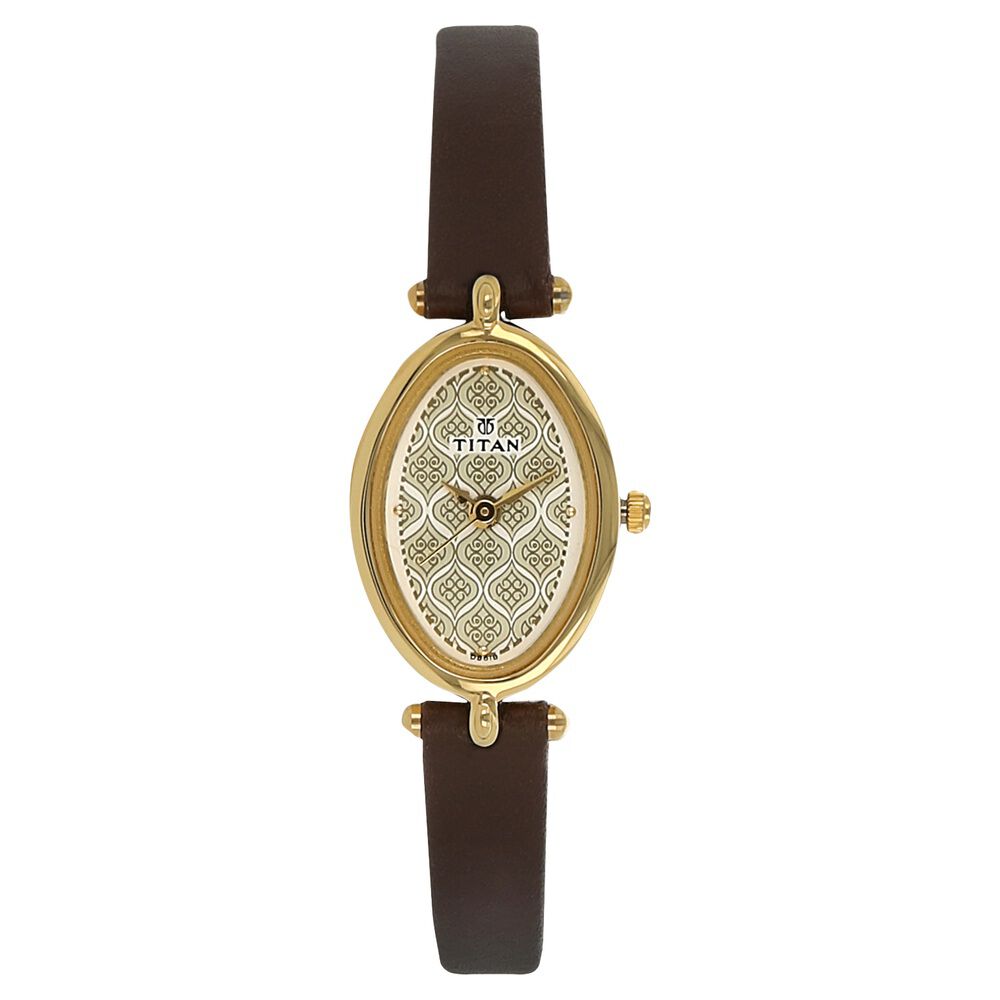 Buy Online Titan Quartz Analog Brown Dial Leather Strap Watch for Women nj2418yl01 Titan