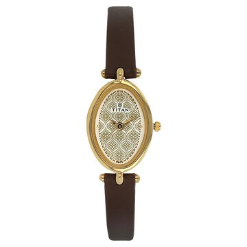 Titan Quartz Analog Brown Dial Leather Strap Watch for Women