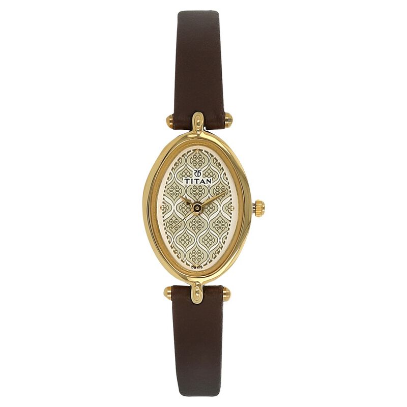 Titan Quartz Analog Brown Dial Leather Strap Watch for Women - image number 0