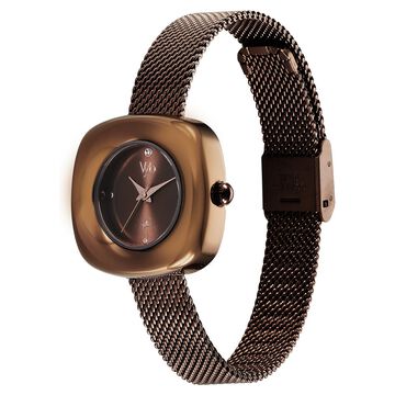 Vyb Runway By Fastrack Quartz Analog Brown Dial Metal Strap Watch For Girls