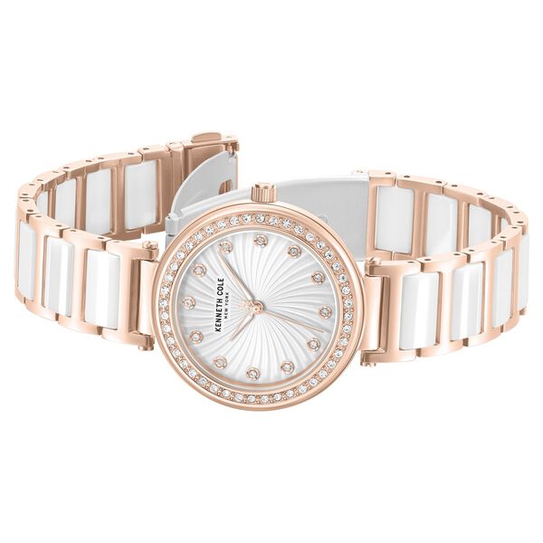 Kenneth Cole Quartz Analog Silver Dial Rose Gold Colour Ceramic Strap Watch For Women - image number 2