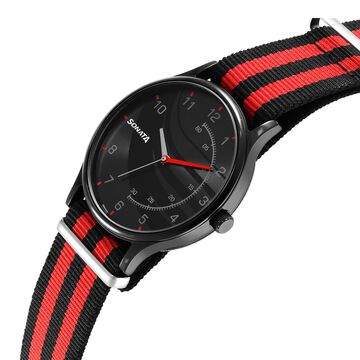 Sonata RPM Black Dial Plastic Strap Watch for Men