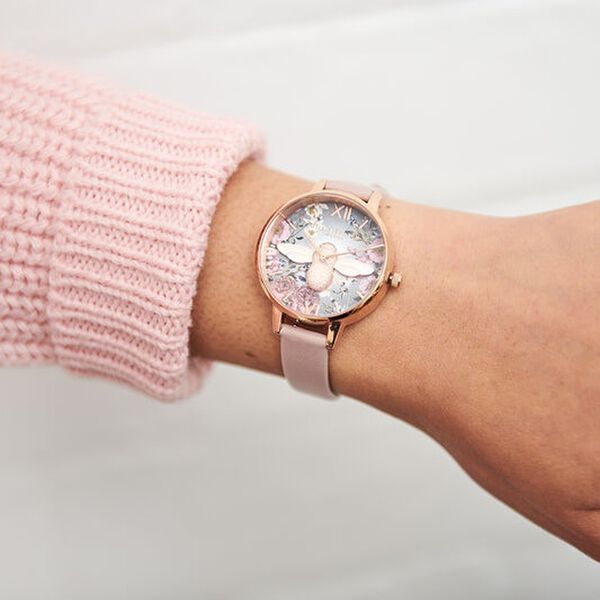 Olivia Burton Quartz Analog Grey Dial Leather Strap Watch for Women - image number 3