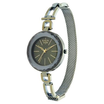 Titan Raga Facets Gun Dial Women Watch With Stainless Steel Strap
