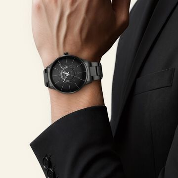 Titan Black Dial World Time with Date Stainless Steel Strap watch for Men