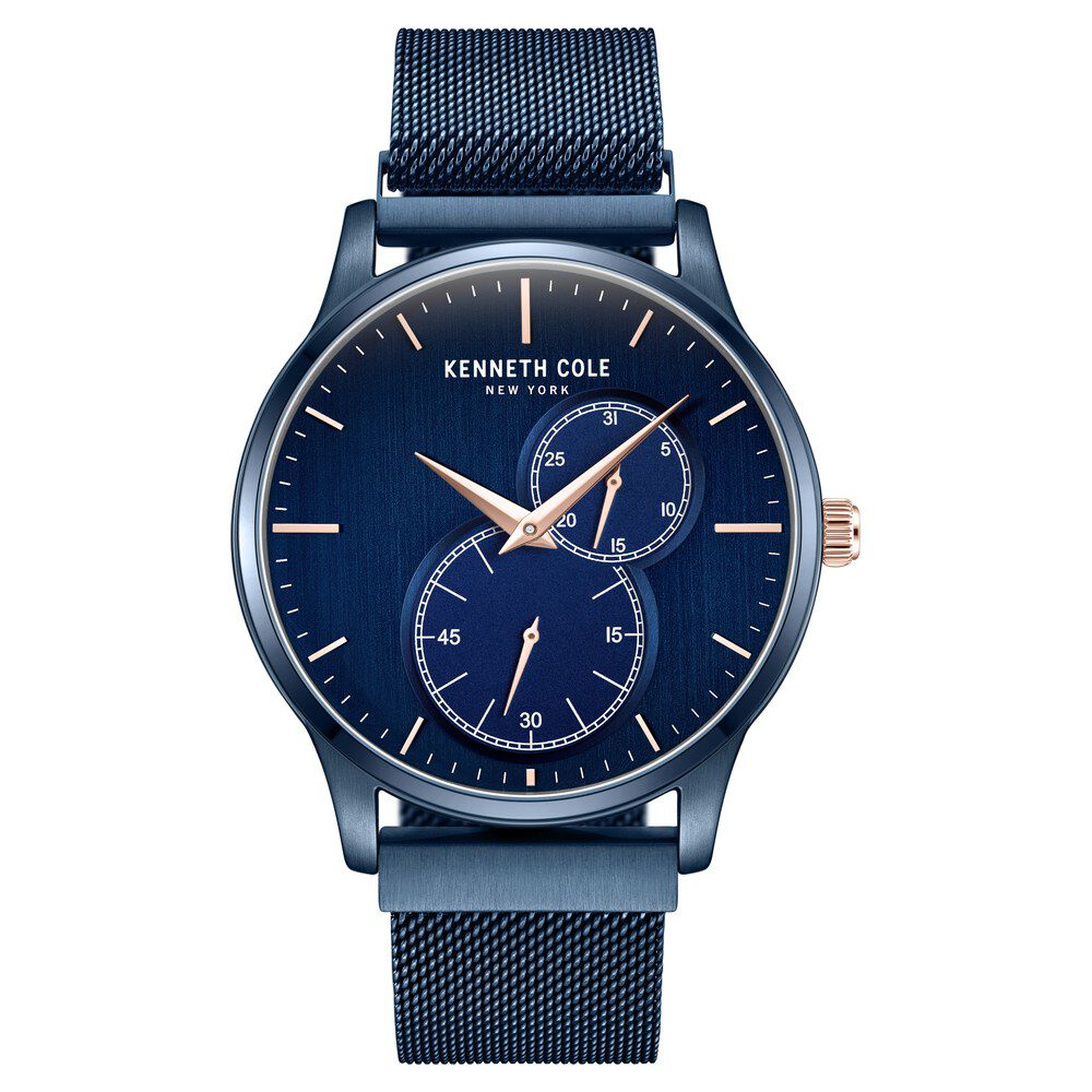 Buy Online Kenneth Cole Multifunction Blue Dial Stainless Steel