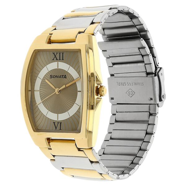 Sonata Quartz Analog Champagne Dial Metal Strap Watch for Men - image number 1