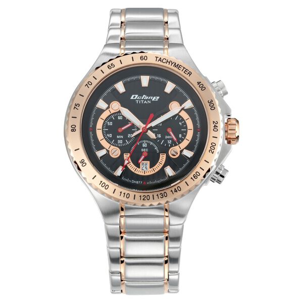Titan Quartz Chronograph Black Dial Stainless Steel Strap Watch for Men - image number 0