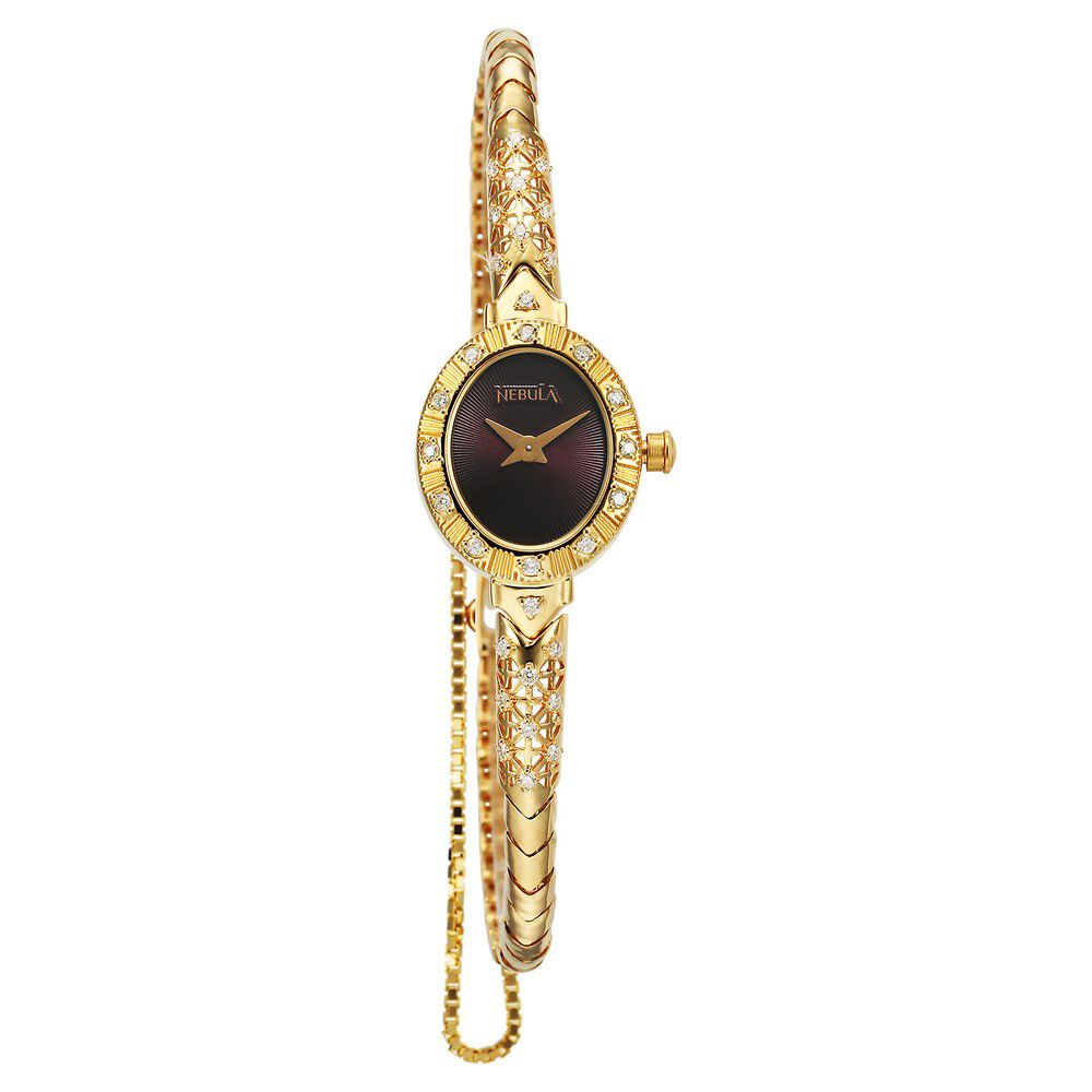 TKC035 ネルウァ Buy Online Nebula By Titan Quartz Analog Brown Dial 18 KT Gold