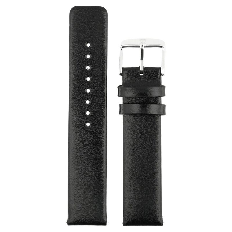 20 mm Black Genuine Leather Strap for Men