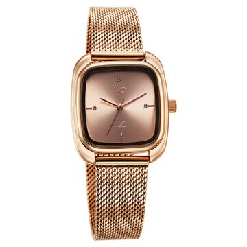 Vyb Minimalist By Fastrack Quartz Analog Pink Dial Metal Strap Watch For Girls