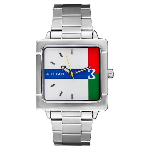 Titan Quartz Analog White Dial Metal Strap Watch for Men - image number 0