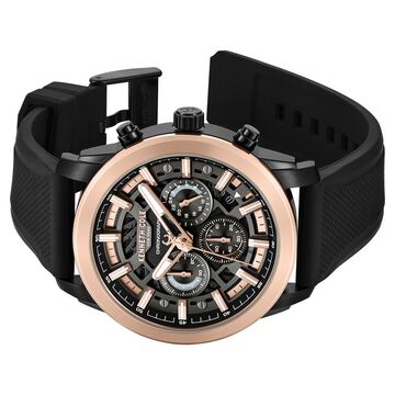 Kenneth Cole Quartz Multifunction Black Dial Black Colour Silicone Strap Watch For Men