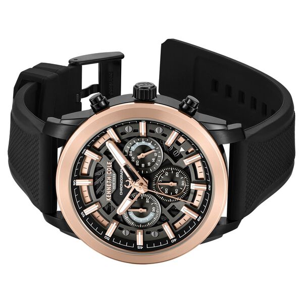 Kenneth Cole Quartz Multifunction Black Dial Black Colour Silicone Strap Watch For Men - image number 2