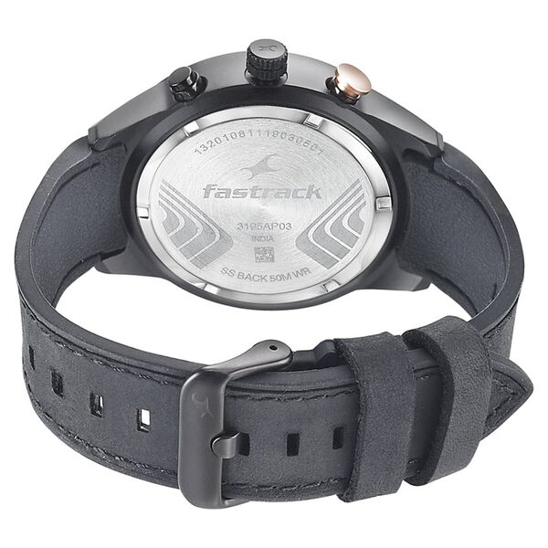 Fastrack All Nighters Quartz Multifunction Black Dial Leather Strap Watch for Guys - image number 5