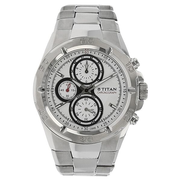 Titan Chronograph Silver Dial Stainless Steel Strap watch for Men - image number 0
