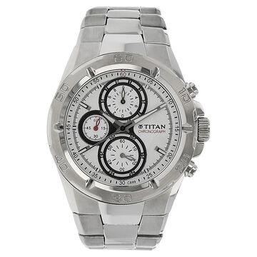 Titan Chronograph Silver Dial Stainless Steel Strap watch for Men