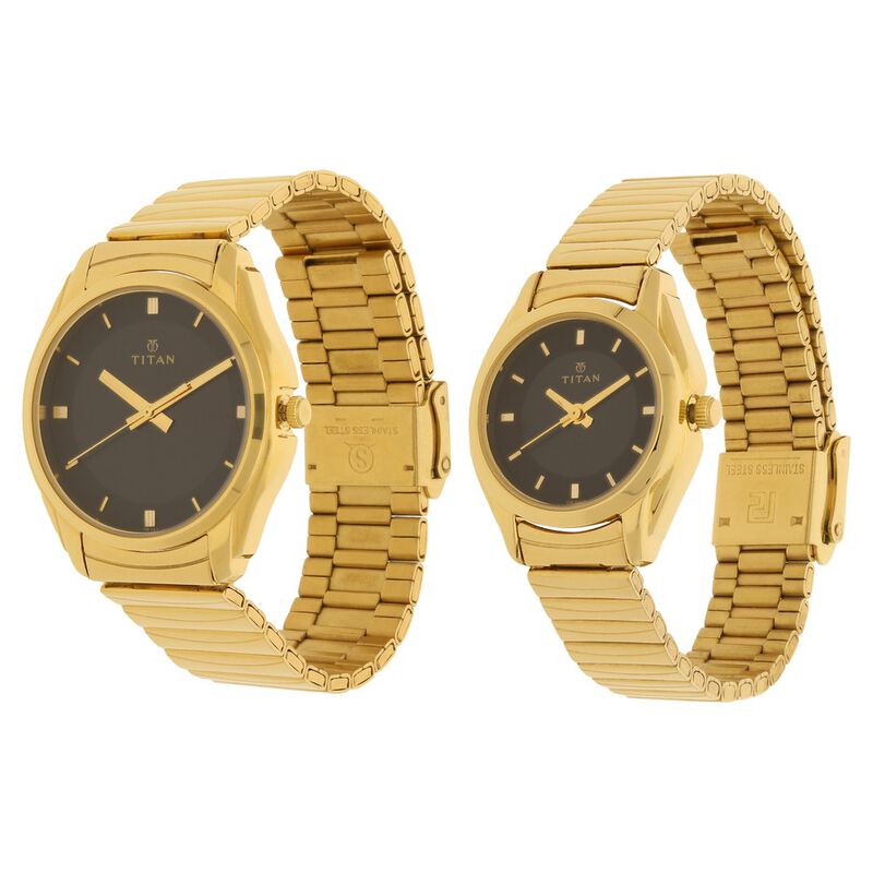 Titan Bandhan Black Dial Analog Stainless Steel Strap Watch for Couple - image number 1