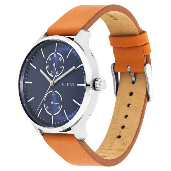Titan Evoke Blue Dial Analog DayDate Quartz Leather Strap Watch for Men - image number 2