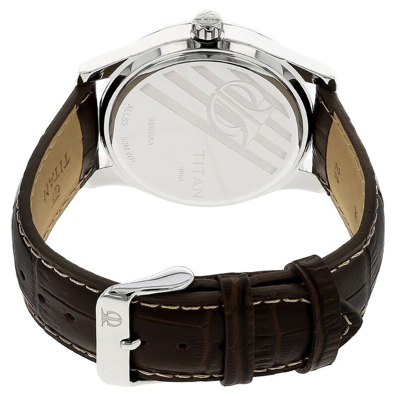 Titan Quartz Analog with Date Brown Dial Leather Strap Watch for Men - image number 3