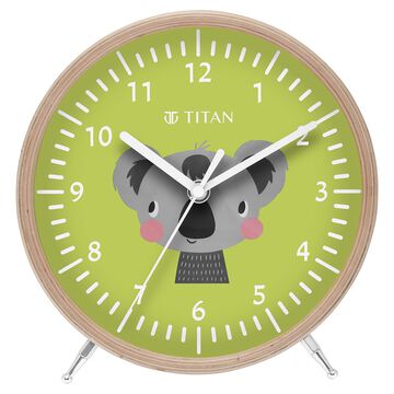 Titan Wooden Shelf Clock for Kids with a Koala Cartoon Print on Dial
