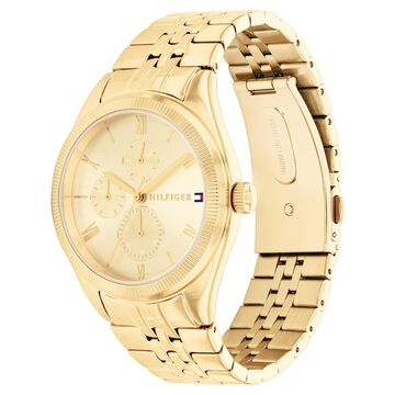 Tommy Hilfiger Quartz Analog with Date Champagne Dial Stainless Steel Strap Watch for Women
