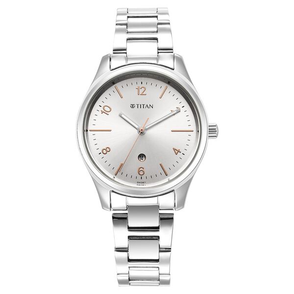 Titan Urban Silver White Dial Women Watch With Metal Strap - image number 1