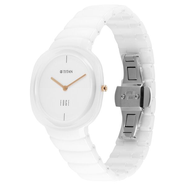 Titan Edge Squircle Quartz Analog White Dial Ceramic Strap Watch For Women - image number 4