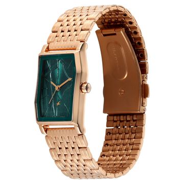 Fastrack Oceanyx 2.0 Analog Watch for Women with Dark Green Dial & Rose Gold Metal Strap
