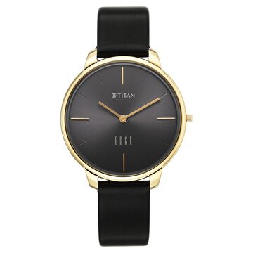 Edge Velora Quartz Analog Black Dial Two Toned Leather Strap Watch For Women