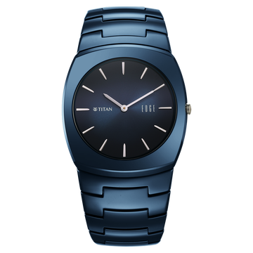 Titan Edge Fumage Quartz Analog Blue Dial Blue Ceramic Strap Watch For Men