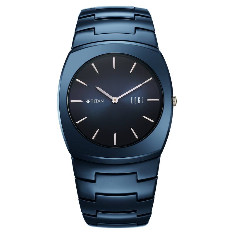 Titan Edge Fumage Quartz Analog Blue Dial Blue Ceramic Strap Watch For Men