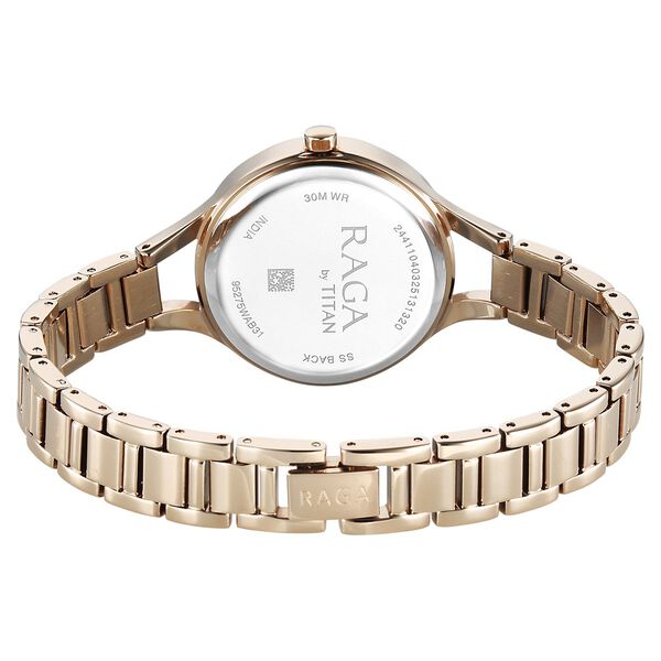 Titan Raga Showstopper Quartz Analog Mother Of Pearl Dial Metal Strap Watch For Women - image number 4