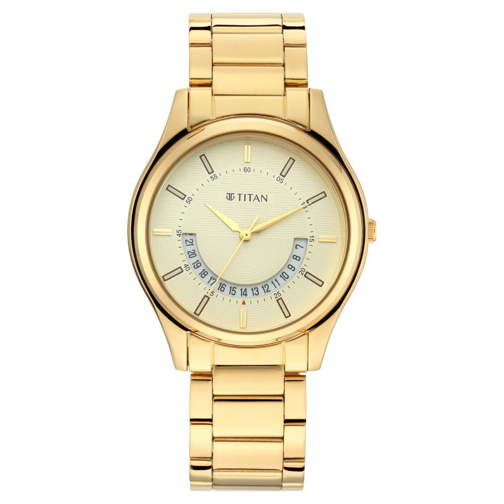 Buy Online Titan Lagan Yellow Dial Analog Metal Strap Watch for Men ns1713ym06 Titan
