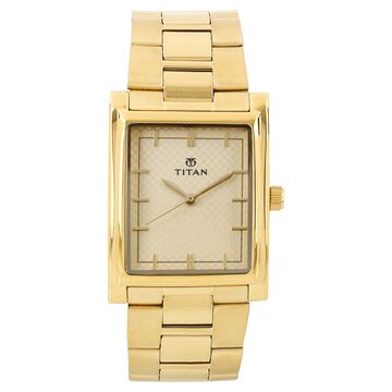 Titan Quartz Analog Champagne Dial Metal Strap Watch for Men