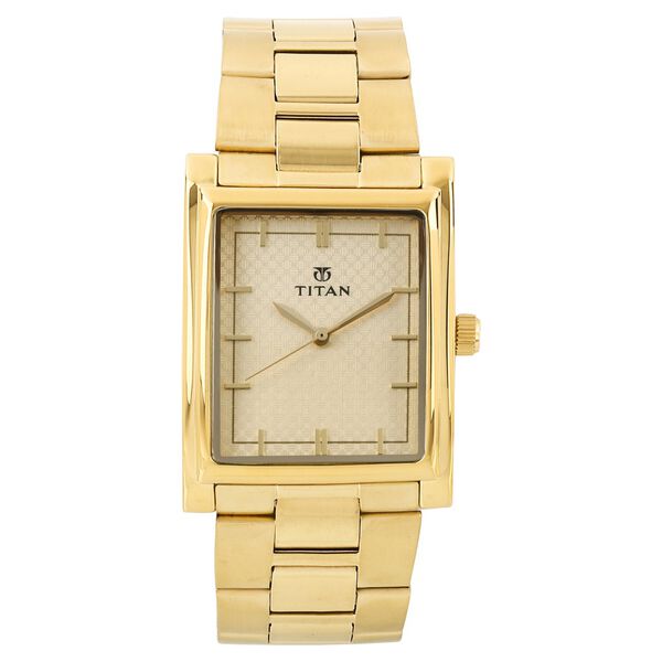 Titan Quartz Analog Champagne Dial Metal Strap Watch for Men - image number 0