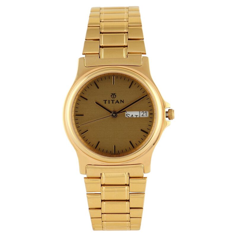 Titan Quartz Analog with Day and Date Champagne Dial Watch for Men