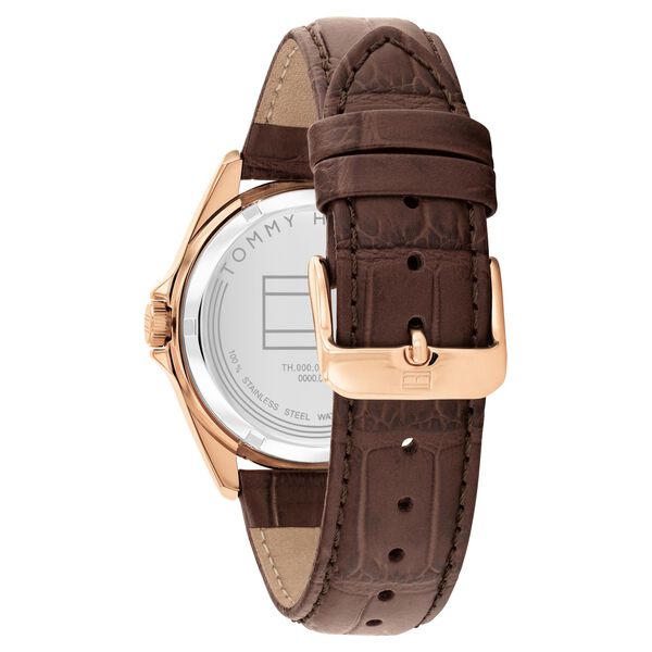 Tommy Hilfiger Automatic Automatic Blue Dial Brown Leather Strap Watch For Men - image number 2