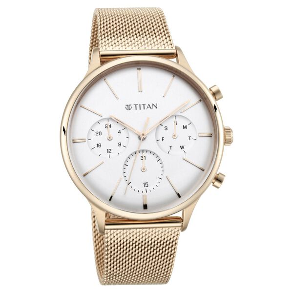 Titan Light Leathers Silver Dial Quartz Multifunction Stainless Steel Strap Watch for Men - image number 1