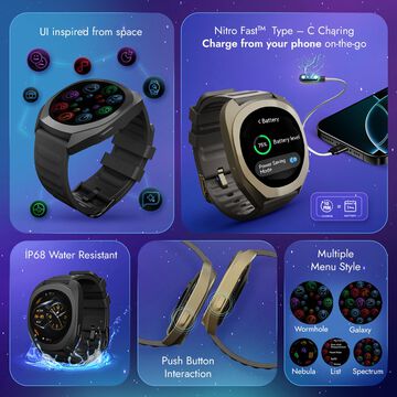 Fastrack Cosmix Smartwatch 1.32" inch AMOLED Display, Cosmic Drive Inspired Case Design, AI Watcface, AI Chat, HRM, IP68