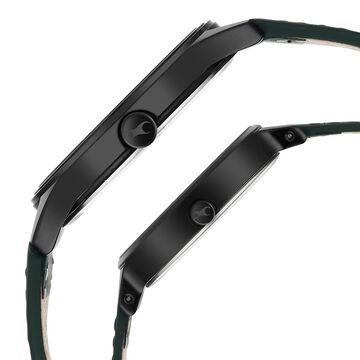 Fastrack Mixmatched Quartz Analog Black Dial Green Leather Strap Watch For Couple