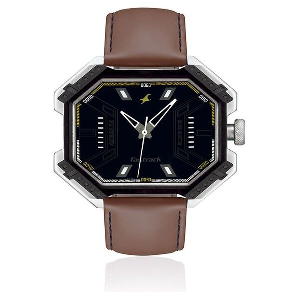 Fastrack Quartz Analog Black Dial Leather Strap Watch for Guys - image number 0
