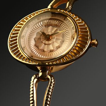 Titan Nebula Vintage 18k Gold Analog with Diamond Watch for Women