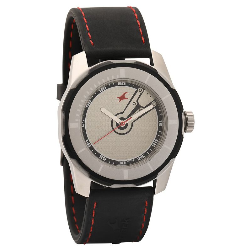 Fastrack Quartz Analog Silver Dial Plastic Strap Watch for Guys