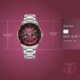 Titan Regalia Opulent Two-Eye Multifunction Burgundy Panda Dial Stainless Steel Strap Watch For Men - image number 3